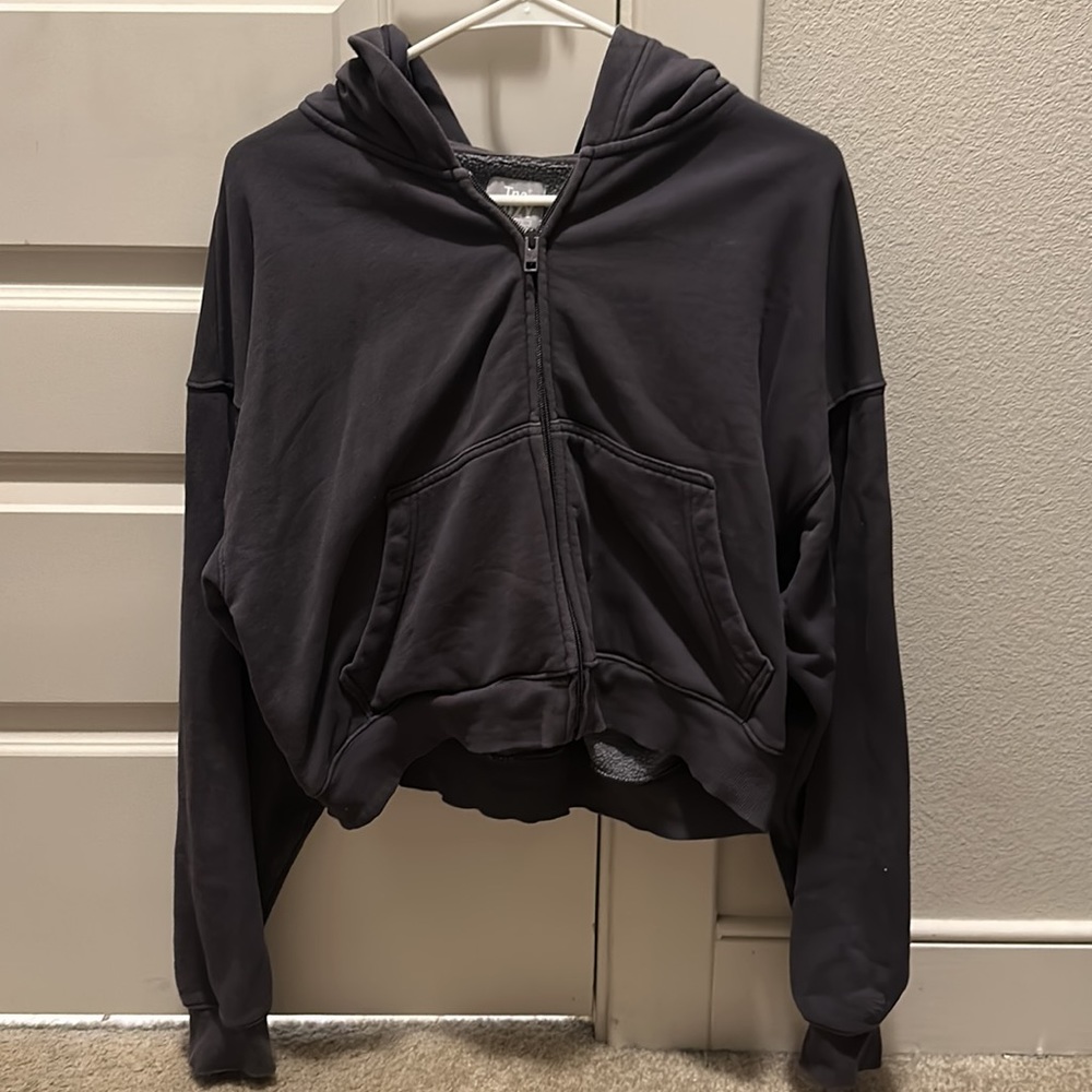 TNA Cozy Fleece Zip Hoodie Jacket Gray